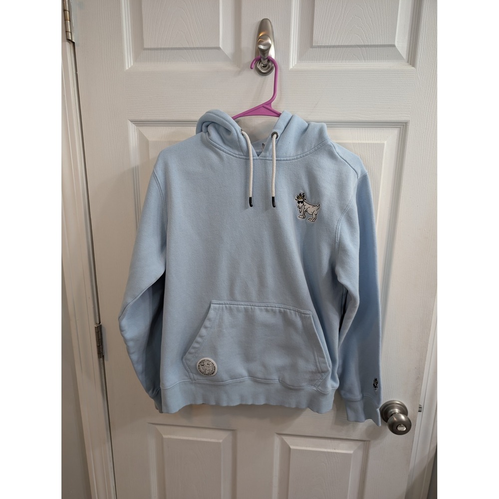 GOAT USA Hoodie Pullover Unisex Light Blue Embroidered Logo‎ Fleece - Size XS
